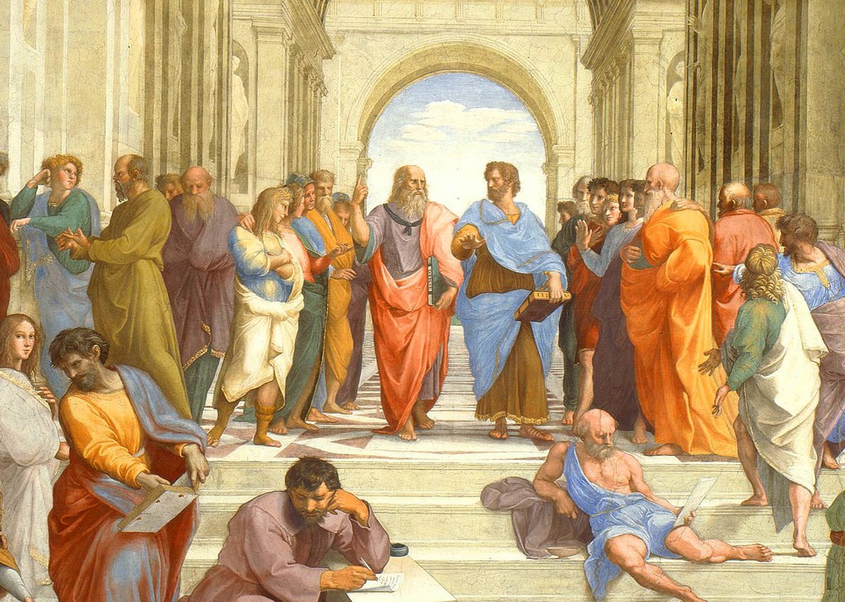 enlarge the image: Fresco by Raffael, The School of Athens (public domain)