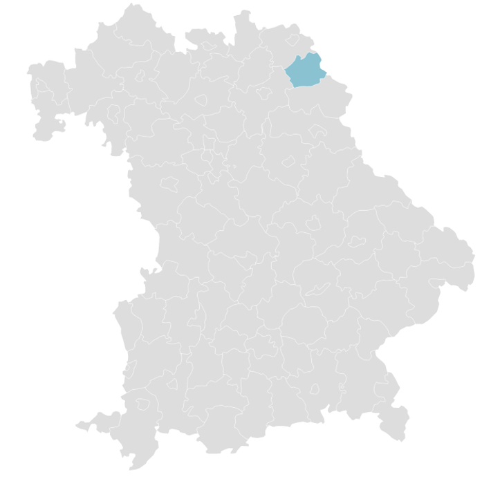zur Vergrößerungsansicht des Bildes: Bundesland Bayern; Lage Wunsiedel im Fichtelgebirge