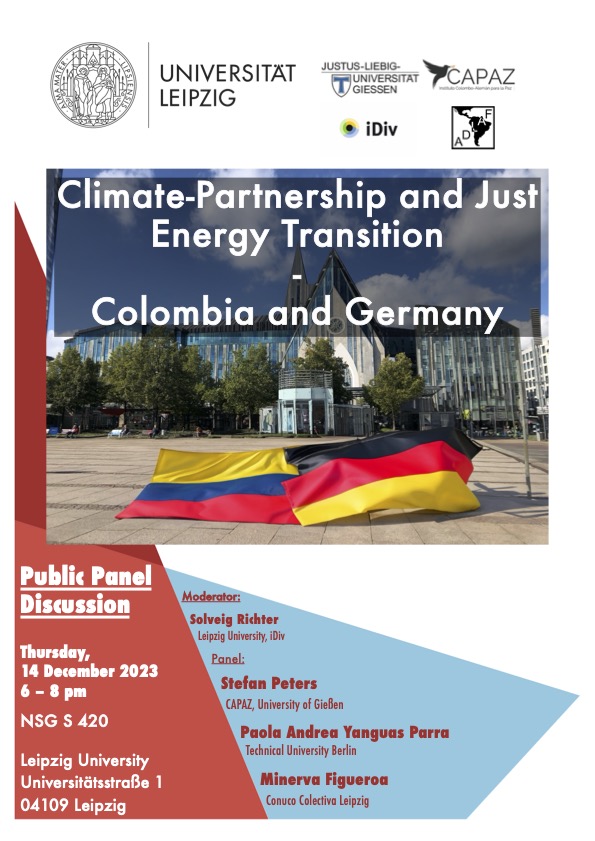 zur Vergrößerungsansicht des Bildes: Zu sehen ist eine Veranstaltungsankündigung zur Klima-Partnerschaft zwischen Deutschland und Kolumbien.