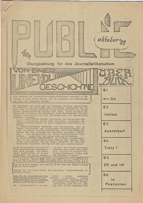 zur Vergrößerungsansicht des Bildes: Titelseite von "public" vom Wende-Oktober 1989. (Repros: Stefan Schwarz)