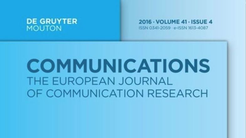 Zu sehen ist das blaue Zeitschriftcover von "Communications: The European Journal of Communication Research".