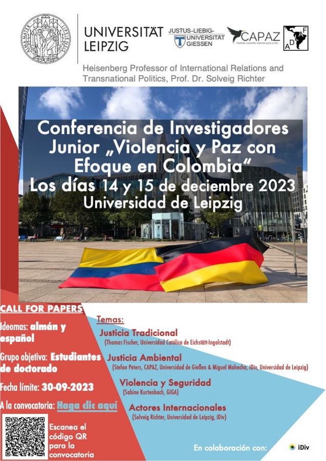 zur Vergrößerungsansicht des Bildes: Poster zu Nachwuchskonferenz Gewalt und Frieden mit Fokus auf Kolumbien auf spanisch