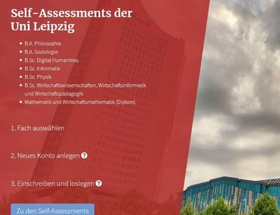 Screenshot Website Online Self Assessments der Universität Leipzig